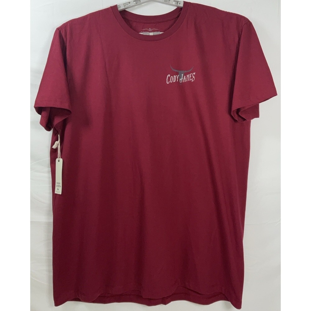 NWT Men's Cody James Western‎ Gear Long Horn Burgundy Graphic T-Shirt XXL (2XL)